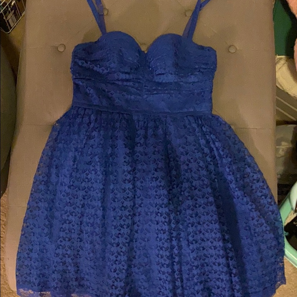 Blue lace A-line dress